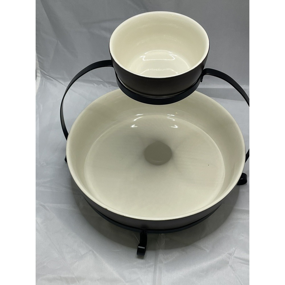 Parini 2‎ Tier Chip And Dip Serving Set With Rack